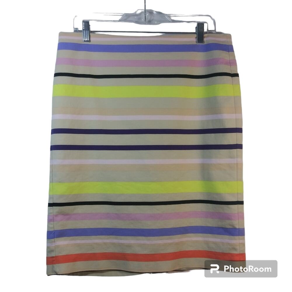 Lord & Taylor Multi Color Striped Pencil Skirt Size 12